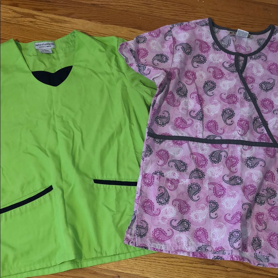 2 Scrub Tops Size Small